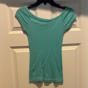 Michael Stars Short Sleeve Scoop Neck Top in Aqua Green
